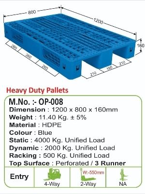 Plastic Blue High Strength Long Life Injection Molding Pallets