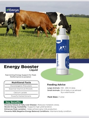 Energy Booster For Animals (1 Liter Pack) Ingredients: Multi-Gluconeogenic Precursors With Vitamins And Minerals