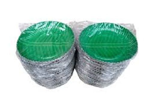 Silver Green Color Disposable Round Paper Plates For Parties Picnic And Family Dinners