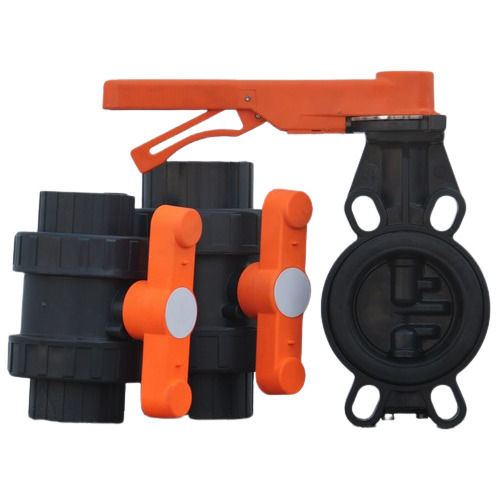 Black And Orange 2 Inch Double Union Pvc Plastic Ball Valve