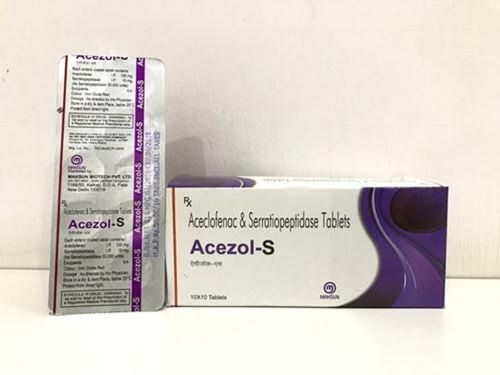 Acezol-s Aceclofenac And Serratiopeptidase Tablet, 10x10 Alu Alu Pack