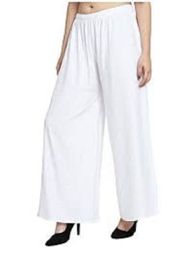 100% Cotton Fabric Viscose Loose Fit Flared Wide Leg White Colour Ladies Palazzo  Bust Size: 8 Inch (In)