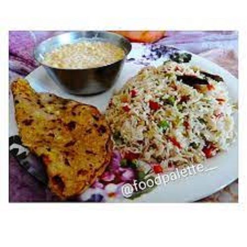 100 Percent Tasty And Delicious With Mouth Watering Taste Veg Fried Rice And Parathe With Vegetables