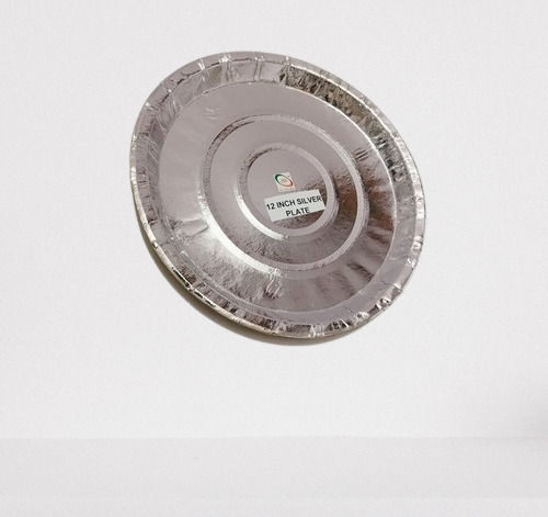 Biodegradable 12 Inch Round Plain Silver Paper Disposable Plates