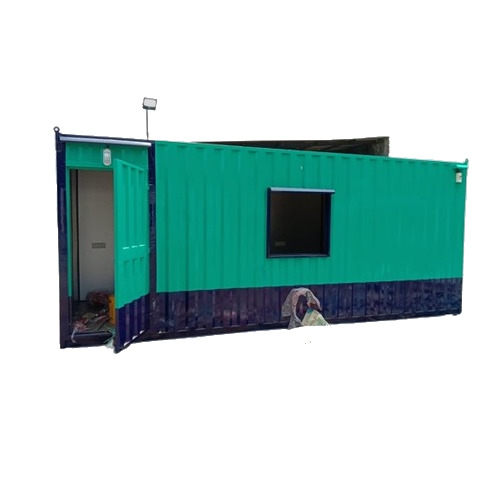 Modular Steel Portable Container Cabin - 3mm Steel Frame, Steel Roof, Green and Blue Color | Sound Insulation, Unique Ventilation, Stunning Glass Windows