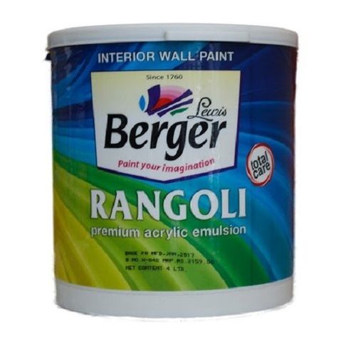 Weather-Resistant Berger Rangoli Premium Acrylic Emulsion Interior Walls Paint Cas No: 75.0