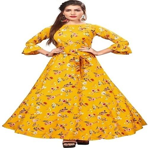 Buy Ladies Printed Designer Full Sleeves Gown at Best Price Manufacturer  in Jamnagar
