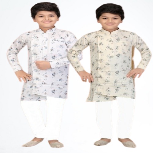 इंडियन पार्टी वियर फुल स्लीव स्टैंड कॉलर सफ़ेद कुर्ता और पजामा