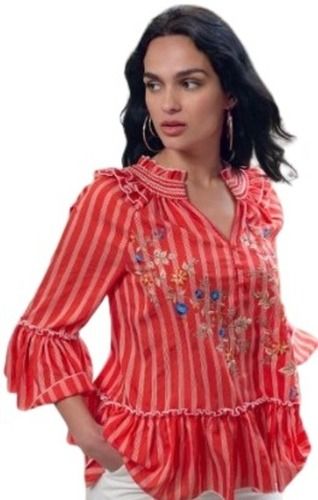 Multi Color Printed Fancy Polyester Top For Ladies