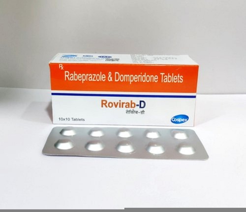 Rovirab-D Rabeprazole And Domperidone Tablets, 10X10 Blister Pack General Medicines