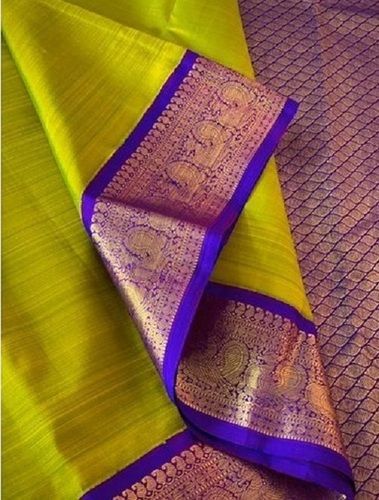 Cotton Party Wear Green And Violet Colour Festive Wear Soft Silk Saree With Elegant Design