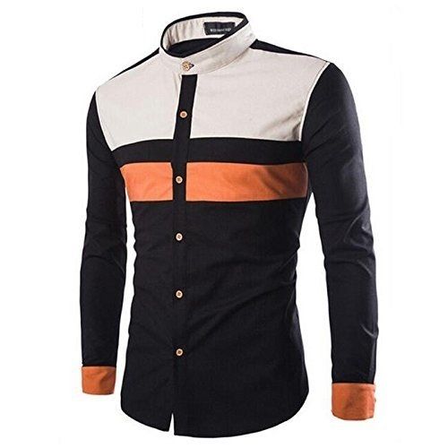 Men's Designer Full Sleeves Cotton Chinese Collar Shirt 