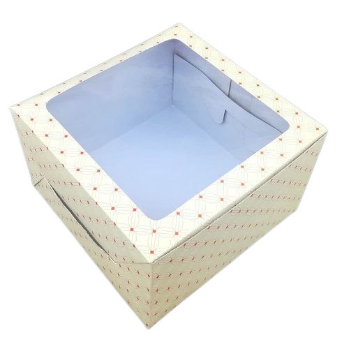 Glossy Lamination Square Printed Window Cake Box Pack Of 100 Pieces