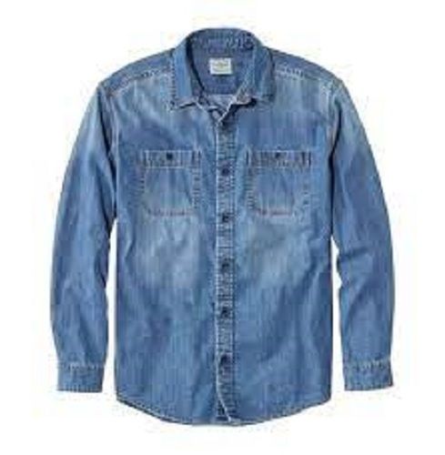 Full Sleeves Blue Color Mens Denim Shirts For Casual And Regular Wear