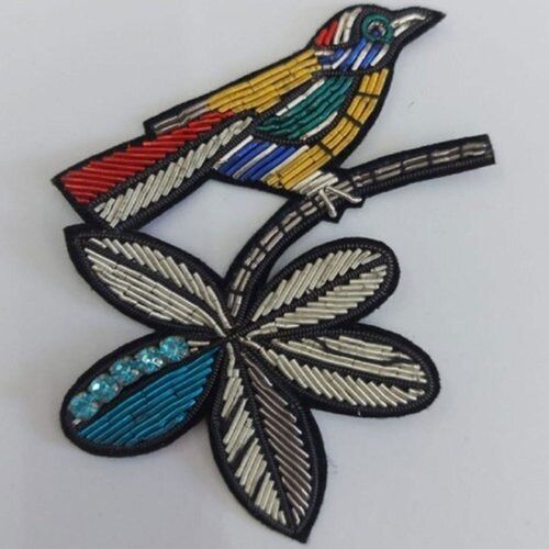 Eco-Friendly Multi Color Polyester Thread Embroidery Bird Patch 