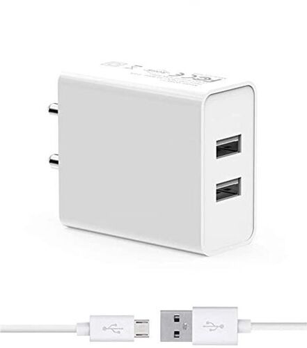 Convenient And Efficient Use USB Wall Charger Adapter With Dual Ports - White, 2-Port Design with 2.4A Output, Over-Current and Short-Circuit Protection