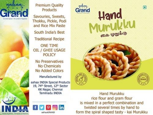 100% Healthy And Delicious Rice And Gram Flour Hand Murukku Snack Packaging Size: 210