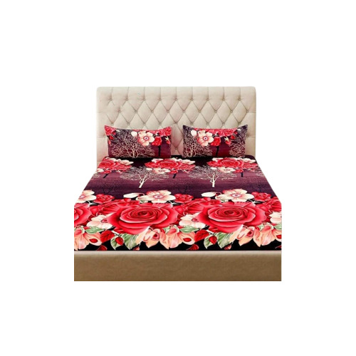 Multicolor Double Floral Printed Cotton Bed Sheet