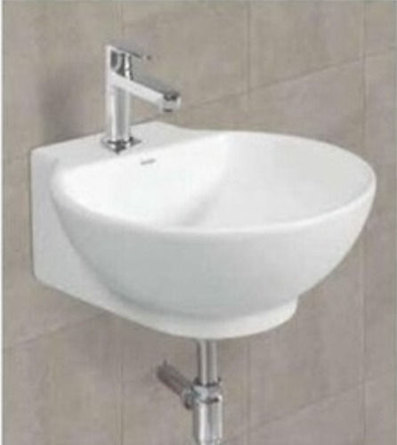 Smooth Finish Quick And Easy Installation White Bathroom Wall Hung Basin Size 12x12x5 Inches