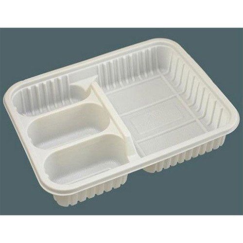 Rectangular Plastic Food Packaging Trays, White In Color And High Durability