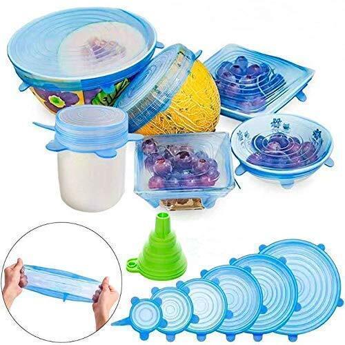 Silicone Food Container Stretch Lids(set Of 6) Dishwasher And Freezer Safe (Color May Vary)