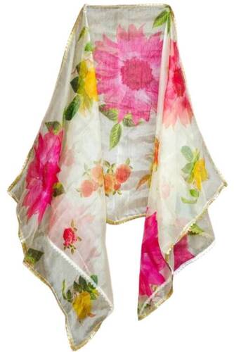 Half White Digital Print Organza Designer Dupatta