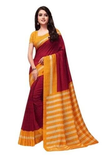 Cotton Silk Saree - Lightweight, Red and Yellow Color | Elegant Style, Trendy Shades for All Seasons, Perfect for Parties