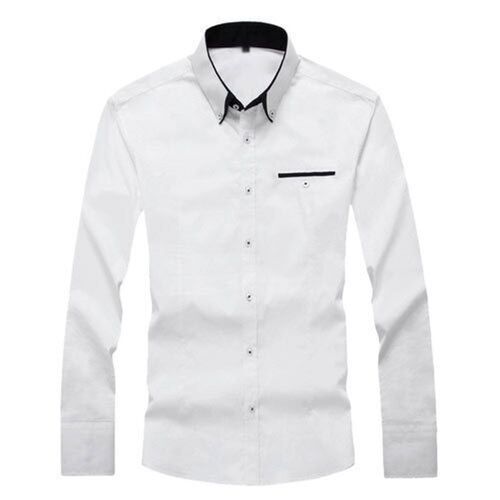 Comfortable And High Design Skin Friendly Full Sleeves Formal White Shirt For Men  Collar Style: Button Down