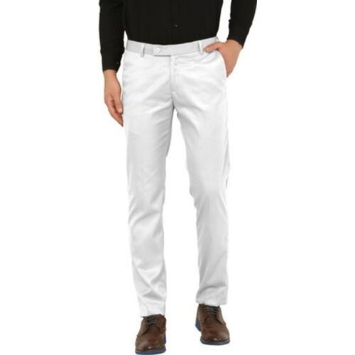 Washable The Good Quality Regular Fit White Formal Pants For Men