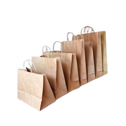 Biodegradable Eco-Friendly Flat Base Brown Paper Shopping Bags Fitted with Paper Twisted Handles