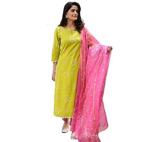 Women Soft Cotton 3/4 Sleeves Breathable Beautiful Printed Salwar Suits