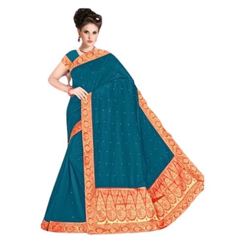 For Daily Formal Use Beautiful Blue Stylish Fancy Saree Xenanarkali