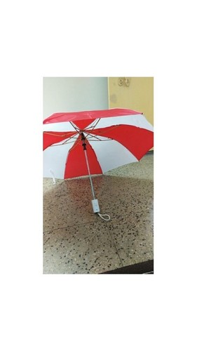 Red and White Umbrella - Manual Open, Foldable Design | Waterproof, Heat Resistant, Lightweight, UV Protection