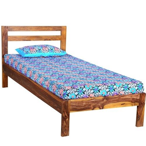 Machine Made Ruggedly Constructed Crack Resistance Termite Proof Wooden Single Bed For Bedroom