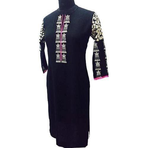 Comfortable, Wrinkle Free And Trendy Stylish Multi Colour Cotton 3/4 Sleeve Printed Kurtis