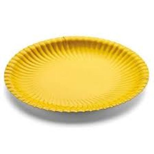 Waterproof 100 % Biodegradable Round Disposable Yellow Paper Plate