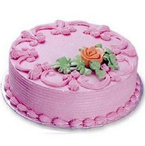 100 % Fresh And Pure, Pink Butter Cream Strawberry Cake, Use For Birthday Parties