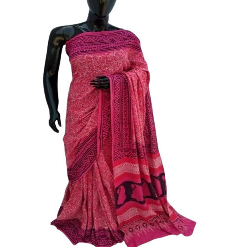 Ladies Hand Block Printed Cotton Saree