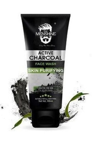 Purple Paraben Free Active Charcoal Face Wash 100Ml Pack For Skin Cleansing