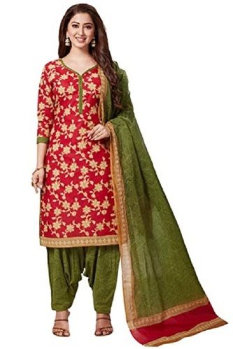 Ladies Breathable 3/4th Sleeves Printed Cotton Stitched Salwar Suits For Casual Wear