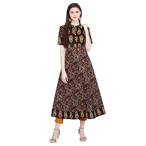 Ladies Breathable Short Sleeves A Line Printed Cotton Kurti For Party Wear