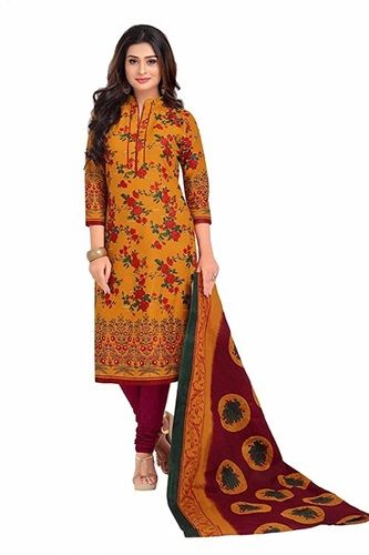 Pure Cotton Yellow Color Stylish Elegant Look Printed Designer Pattern Ladies Suit