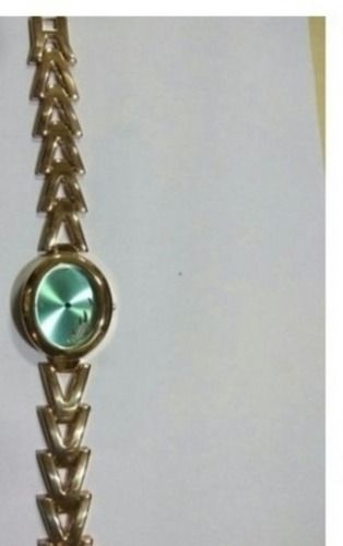 Golden Colour Chain Designer Wrist Watch For Ladies With 1 Year Warranty