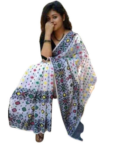 Multicolor Printed 5.5 Meter Casual Wear Dhakai Jamdani Ladies Saree With Blouse Piece