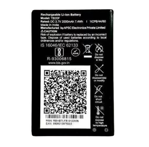 Black 3.70 Volt Long Lasting Rechargeable 2000 Mah Lithium Ion Mobile Battery