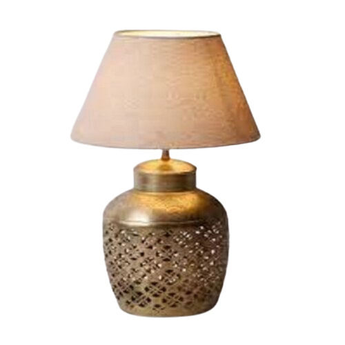 Yellow Table Lamp 29 Inches Tall Hammered Metal Pot Made Of Stainless Steel