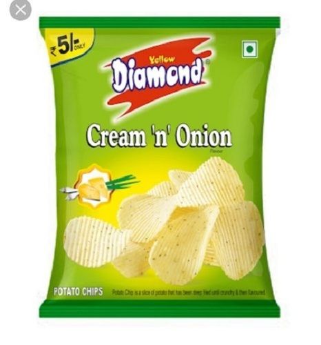 0 Gram Fat 36 Gram Packaging Size Yellow Diamond Cream And Onion Flavor Tasty Potato Crunchy Chips Processing Type: Fried