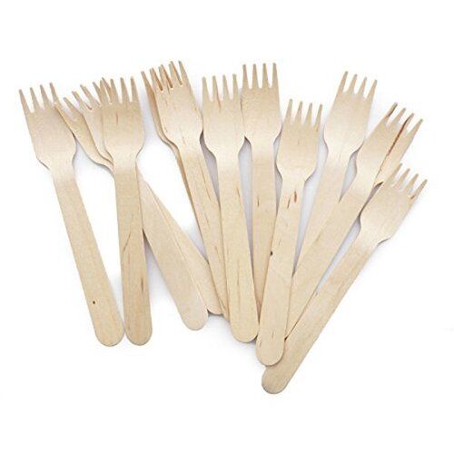 100% Eco Friendly Disposable Wooden Fork Used To Pinch The Food Pieces And Holding And Having The Food 
