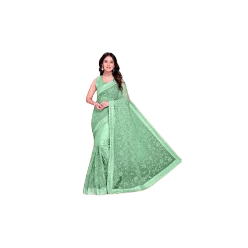 Ladies Cotton Silk Printed Designer Saree - Mint Green Color, Lace Closure , Elegant Draping with Playful Patterns for Versatile Occasion Wear