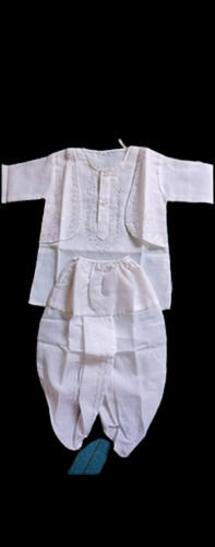 Comfortable And Washable White Plain Cotton Kurta Pajama For Kids Age Group: 2 To 5 Years